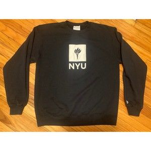 Vintage NYU Champion Crew Neck Sweatshirt New York Embroidered Black size Large